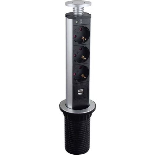 LEDmaxx TSD001 Stekkerdoostoren 3-voudig Aluminium, Zwart 1 stuk(s)