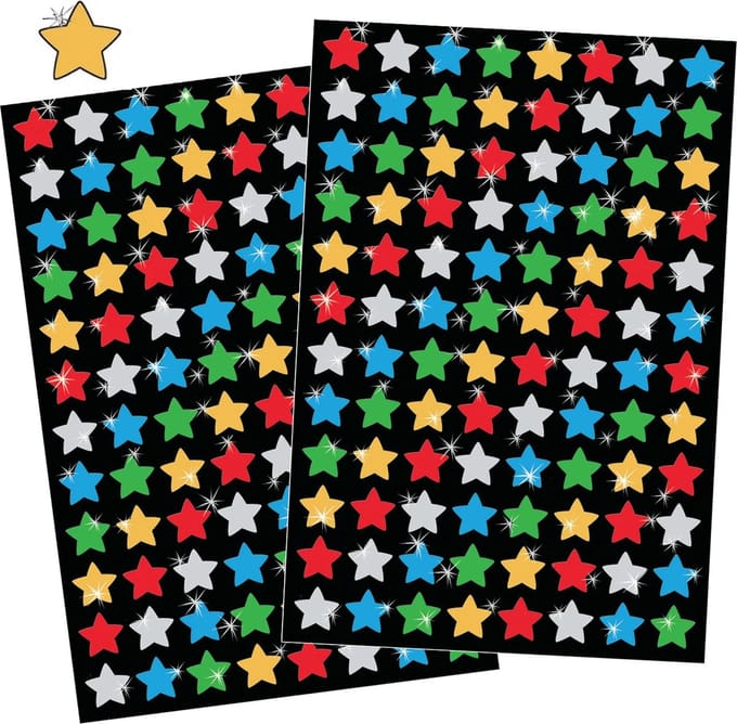 Glimmende Sterren Stickers - 200 Stuks - 2 Stickervellen Kerst - Knutselen Kerst