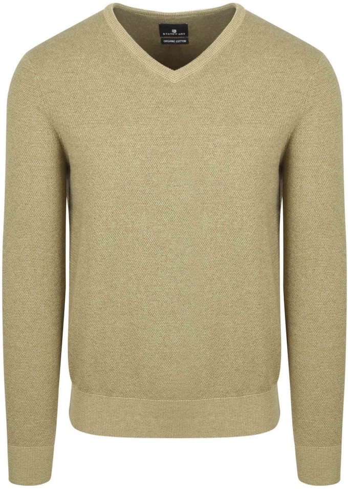 State Of Art Trui Structure V-Neck Groen - Maat M - Heren - Pullovers