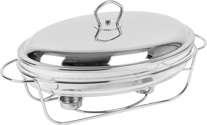 Chafing Dish - Warmhouder Buffet - Warm Serveren - Gehard Glas - 3L Inhoud - Zilver