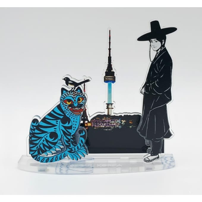 Seonbi, Blue tiger with magpie, N tower Acryl Stand (K-pop Demon Hunters) black