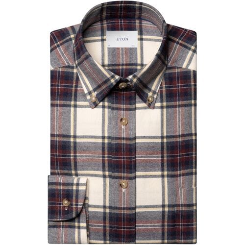 Eton Overhemd Plaid Check Ultrasoft Feel Flanel Button-Down Navy-Multi / male