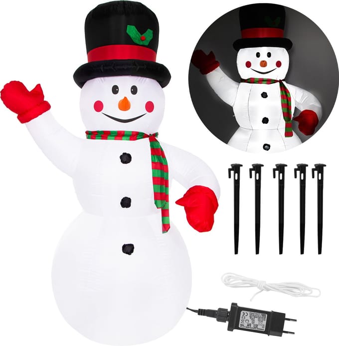 Springos Opblaasbare Sneeuwpop - Buitendecoratie - Zelfopblazend - 180 x 80 cm