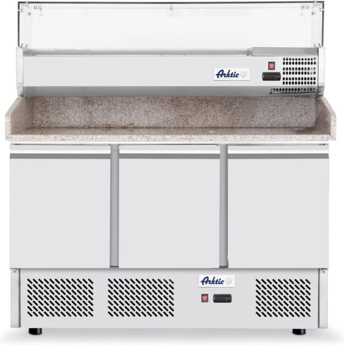 Arktic - Pizzawerkbank - 3-deurs + koelvitrine - 380+40L - 230V