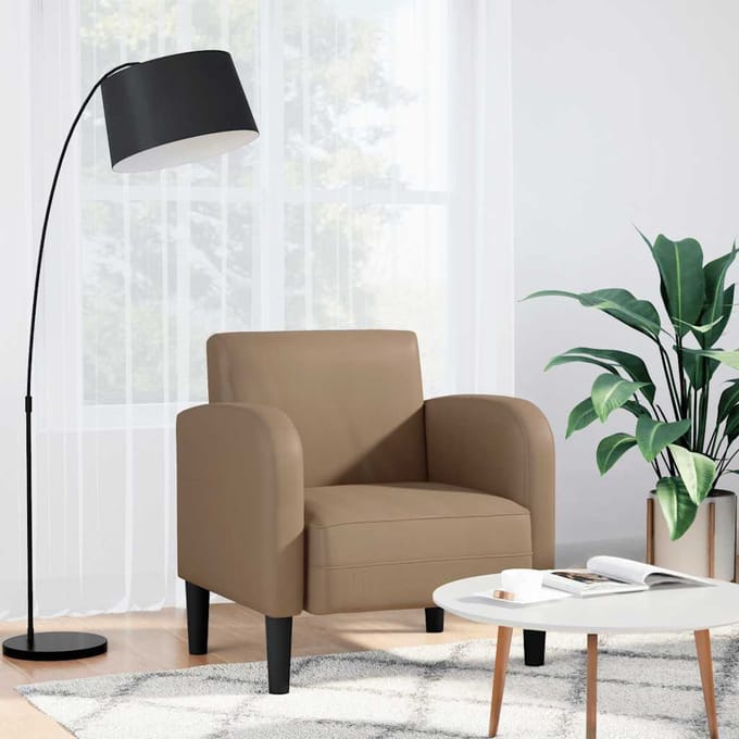 vidaXL - Fauteuil - met - armleuningen - Cappuccino - 54 - cm - kunstleer