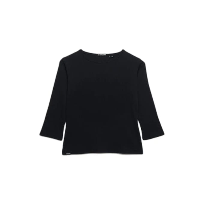 Superdry Athletic Essentials Pointelle Halve Mouw Top Blauw Grootte: 38