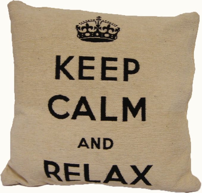 Keep calm and relax - Sierkussen - 45x45 cm - Naturel