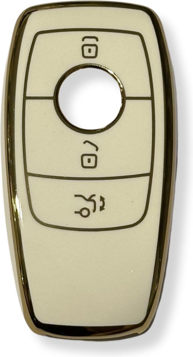 OEM Sleutel hoesje voor Mercedes Benz Class - siliconen - wit - goud
