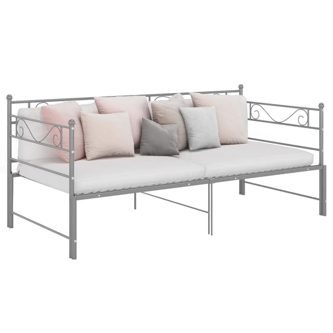 vidaXL - Slaapbank - uittrekbaar - metaal - grijs - 90x200 - cm