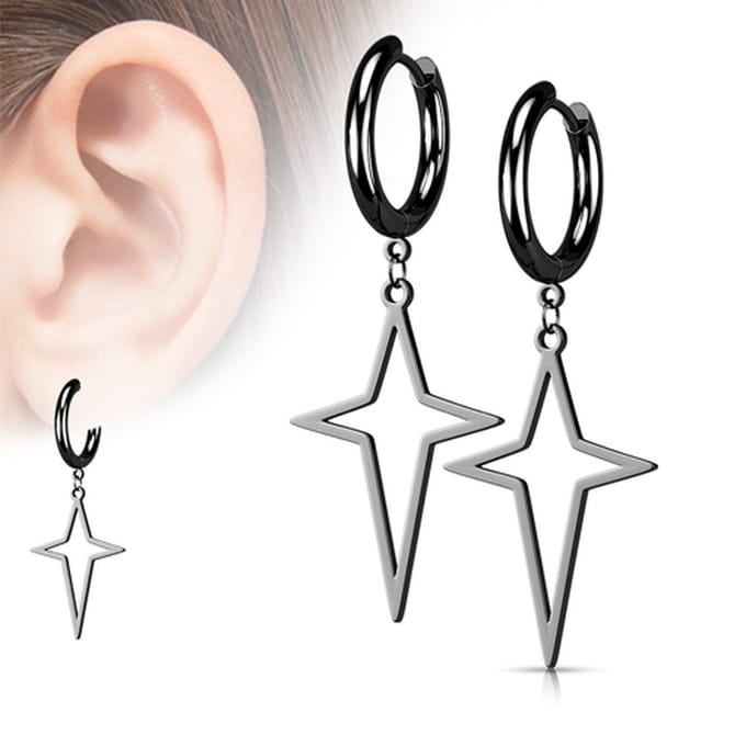 Oorbellen hoop ring ster 0.8x12 - zwart - LMPiercings