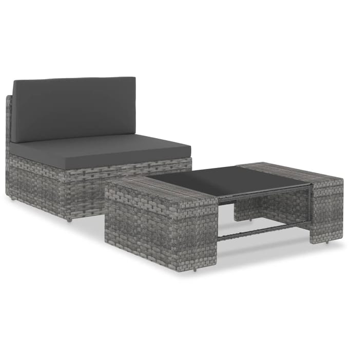 vidaXL - 2-delige - Loungeset - poly - rattan - grijs