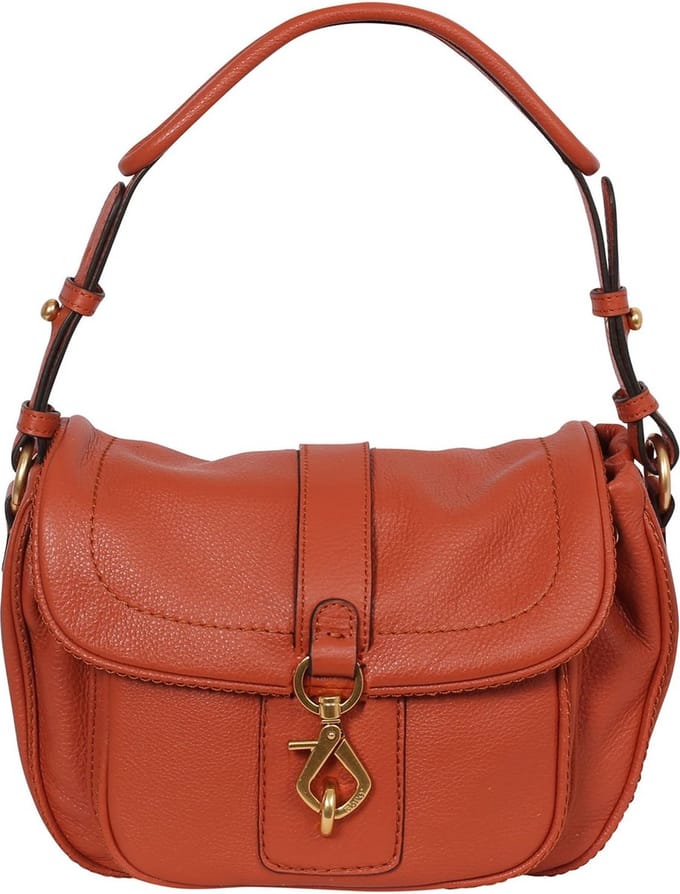 abro Schoudertas Leather Dalia Star Saddle Shoulderbag Dark Orange Terracotta