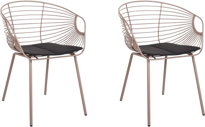 HOBACK - Eetkamerstoel set van 2 - Beige - Metaal