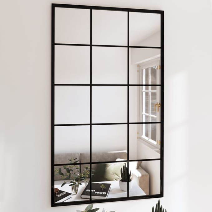 vidaXL - Wandspiegel - 100x60 - cm - metaal - zwart