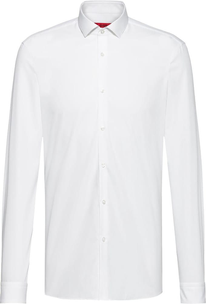 HUGO Erondo slim fit overhemd - popeline - wit - Strijkvriendelijk - Boordmaat: 41