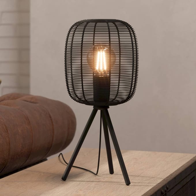 EGLO Rinroe tafellamp, hoogte 44 cm, zwart, staal