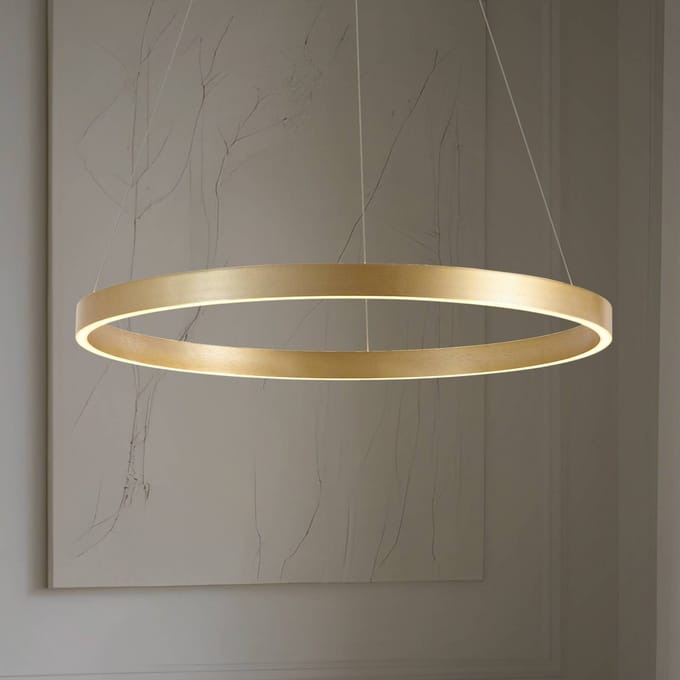 Lucande - Hanglampen- met dimmer - CCT - 1licht - Metaal, siliconen - H: 4.5 cm - goud, wit - Inclusief lichtbron