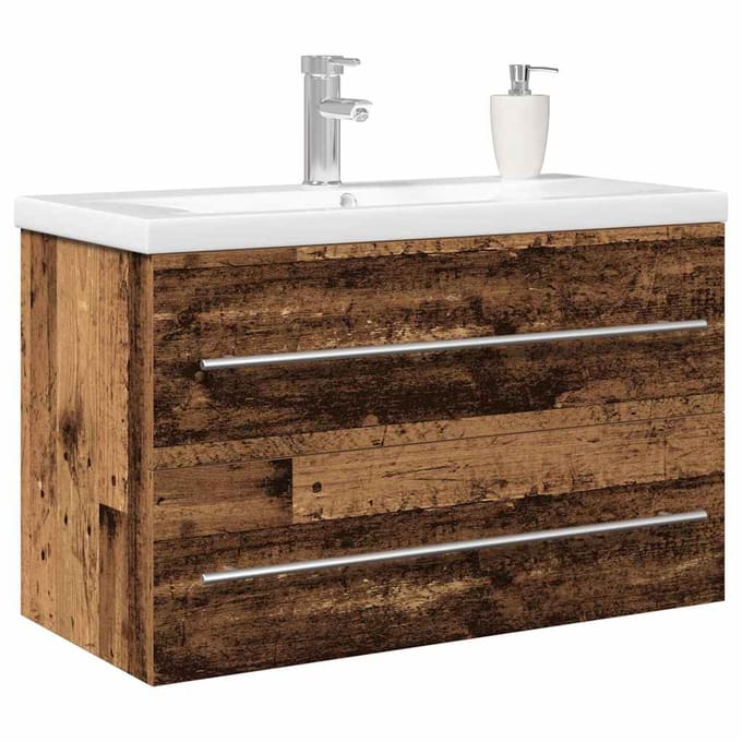 vidaXL - Wastafel - kabinet - voor - de - badkamer - 2 - st - Oud - Hout