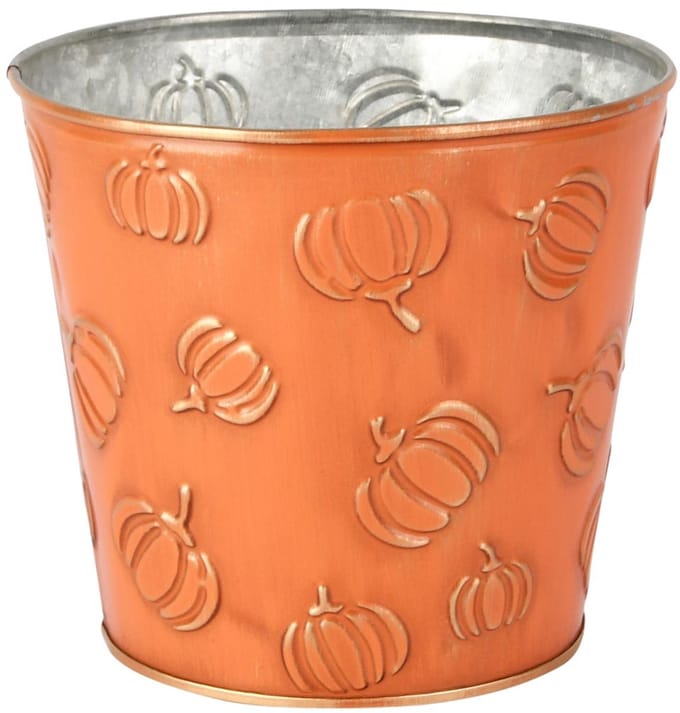 Dekoratief | Bloempot 'Pumpkin Patch', oranje, metaal, 14x14x12cm | A255901