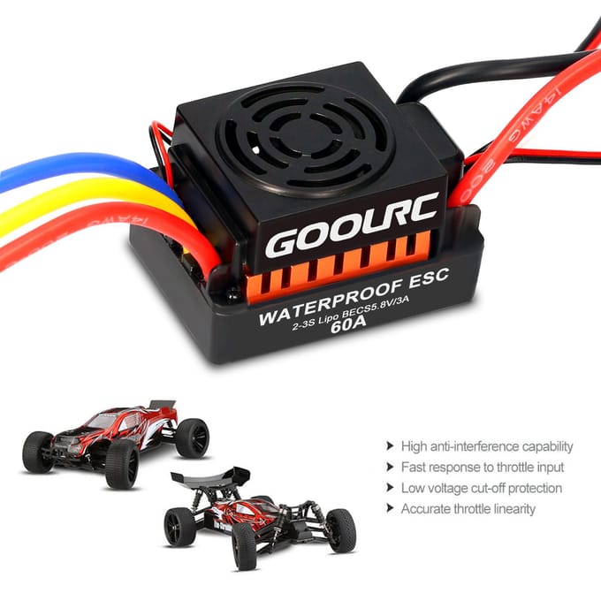 GoolRC S3660 3300KV moteur sans balais sans capteur 60A ESC sans balais et carte de programmation ensemble combiné pour rouge