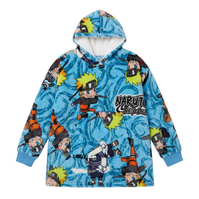 Naruto Hoodie Fleece deken Blauw, 7 - 14 jaar