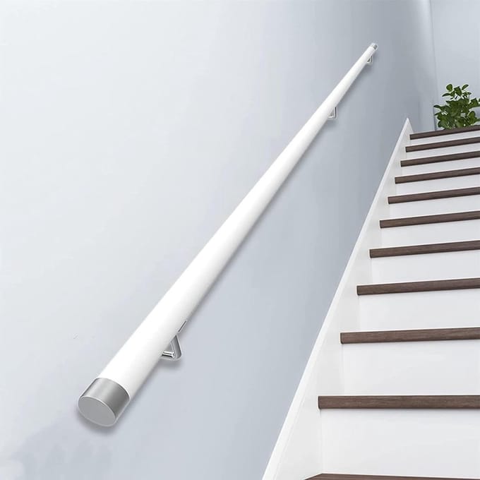 Houten trapleuning - Wandsteun gang - Extra veiligheid - Antislip ontwerp - 1.5 meter - Wit