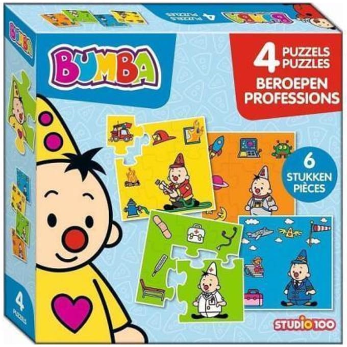 Studio 100 Bumba 4-in-1 puzzel 12st Beroepen Kinderpuzzels