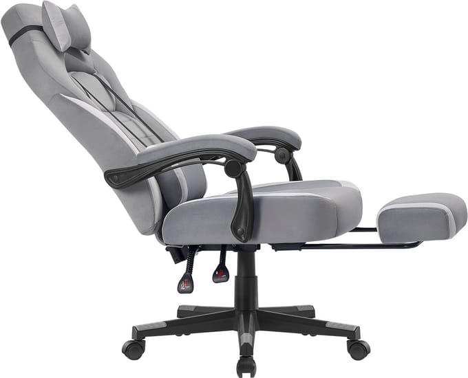 SONGMICS - Gaming Stoel - Met Voetsteun Hoofd en Lendenkussen - Fluwelen Bekleding