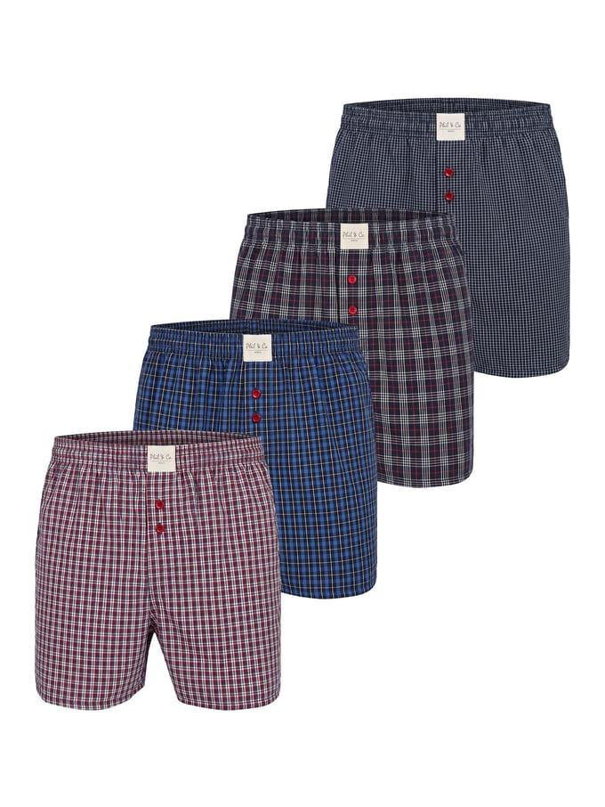 Phil & Co Heren Wijde Boxershorts Mulitpack 4-Pack Geruit - Maat 3XL