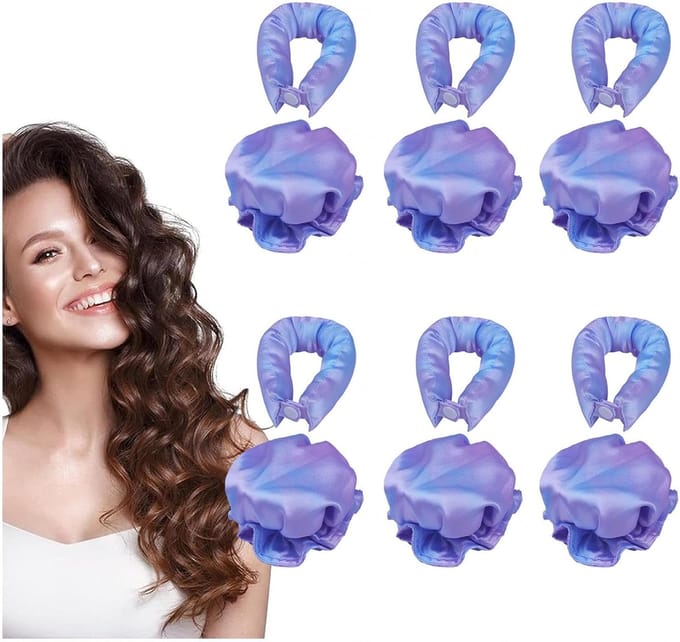 Zonder Hitte Krulset - Satijnen Krullers - Overnight Krullen - Antislip Design - 6 Stuks - Paars