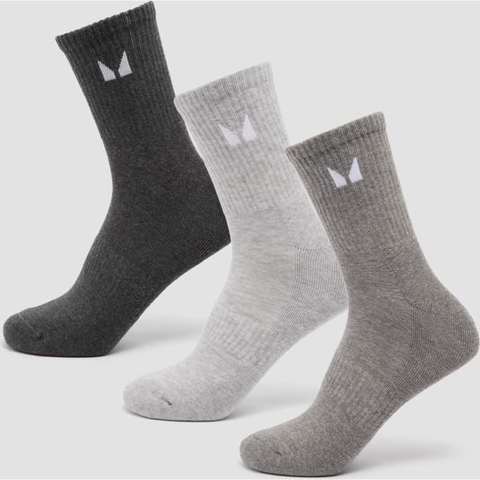MP Unisex Crew Socks (3 Pack) - Grey - UK 9-11
