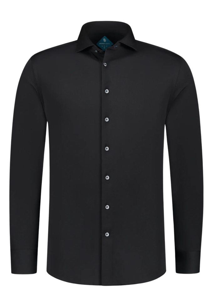 District Indigo Overhemd Pique Performance Zwart   43