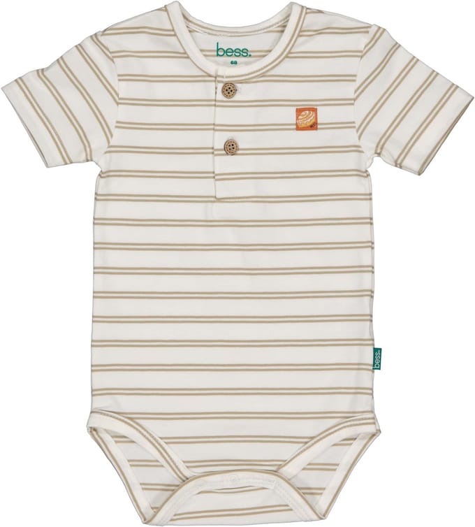 B.E.S.S. Baby jongens Shirt Romper beige/zand maat 74