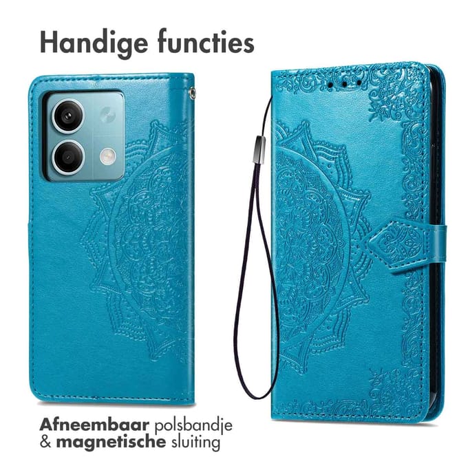 imoshion Hoesje - Geschikt voor Xiaomi Redmi Note 13 (5G) - Mandala Bookcase - Turquoise