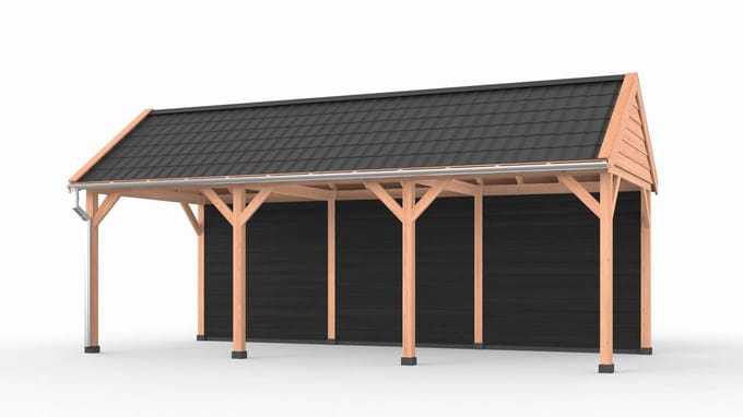 Douglas overkapping zadeldak, 750 x 300, met achterwand, Westwood Ruiter Basic