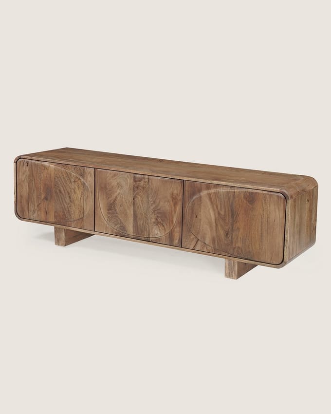 TV Meubel 160 cm Mangohout – 3 Deuren – Bruin – Modern Design