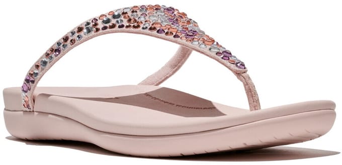 FitFlop Solay Mixed-Crystal Toe-Post Sandals Dames Sandalen - Nude Rose