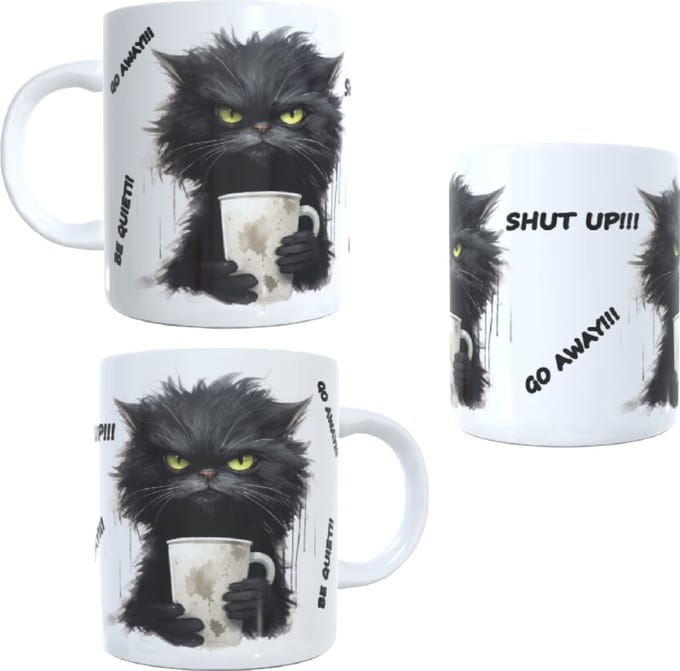 Beker - mok boze zwarte kat - angry black cat