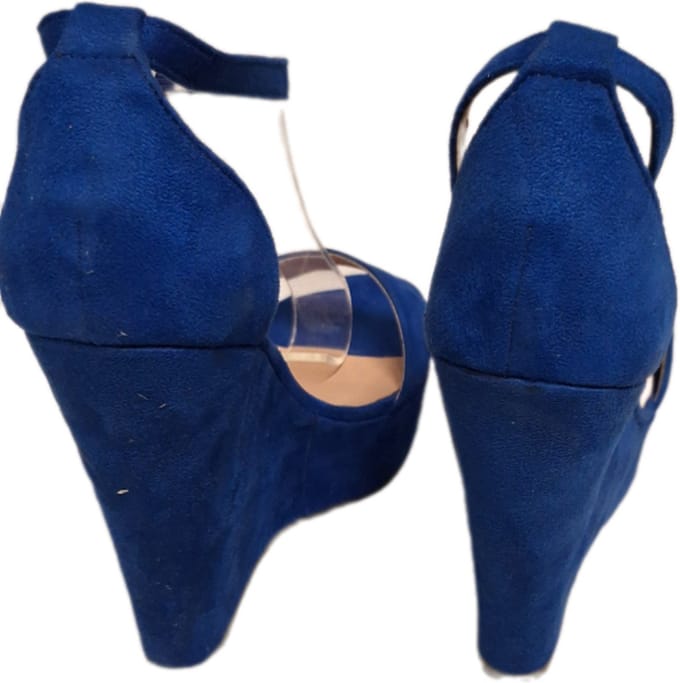 CH.CREATIONS-EROTISCHE PUMP-SLEEHAK/ 12 CM-PLATEUZOOL 3 CM- BLEU-38