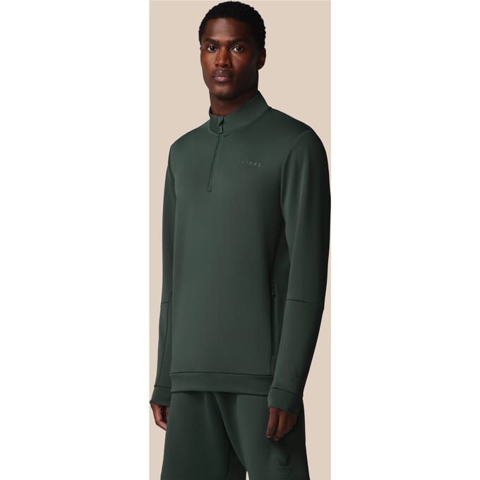 Heren Flex Lange Mouwen Kwartrits Sweatshirt - Donkergroen