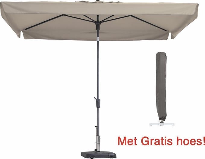 Parasol Rechthoek Ecru Madison 200 x 300 met gratis Cover4All hoes!