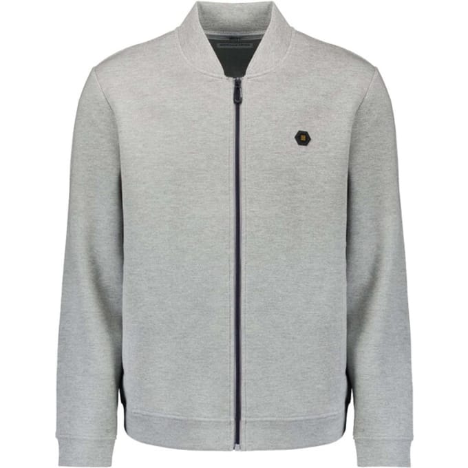 No Excess Sweater full zipper pique bomber grey melange