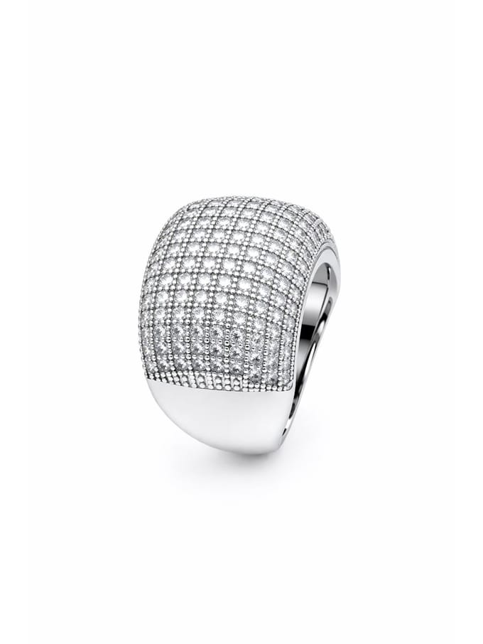 AVANT-GARDE PARIS Statementring - Pavé - Luxe - Rhodium Plated - 1.6cmX2.5cm - Slip-on