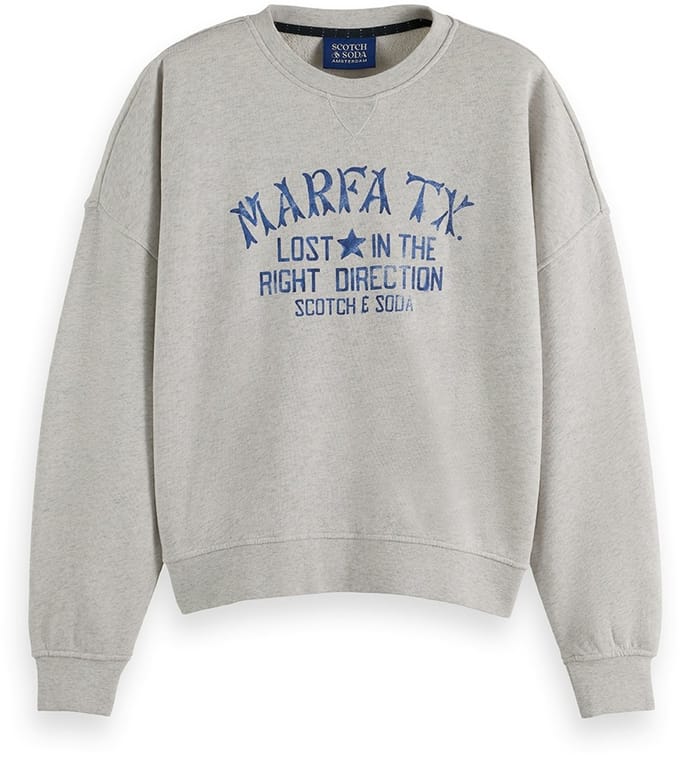 Scotch & Soda Denim Graphic Oversized Fit Sweatshirt