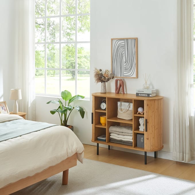 Commode Tvedestrand dressoir 100x40x80 cm naturel en zwart [en.casa]