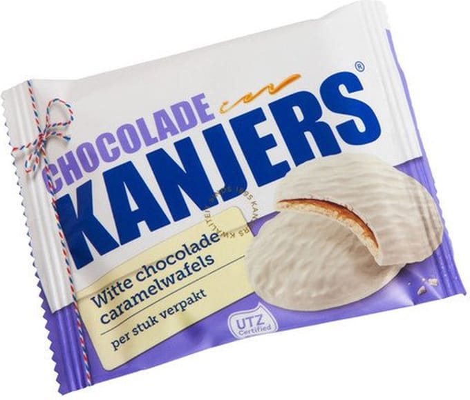 Kanjers | Witte Choco Caramelwafels | 24 x 45 gram