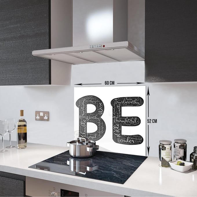 Being Patroon Tempered Glas Spatbescherming Voor Achter de Kookplaat 52cm x 60cm