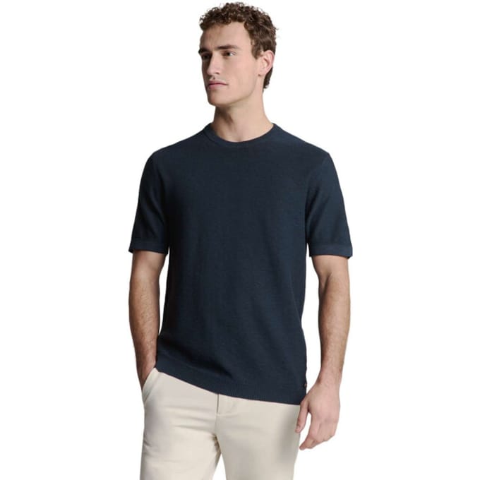No Excess Pullover Short Sleeve Crewneck Solid Slub Knit Night Maat: L | Sweaters Outlet | Heren | Blauw