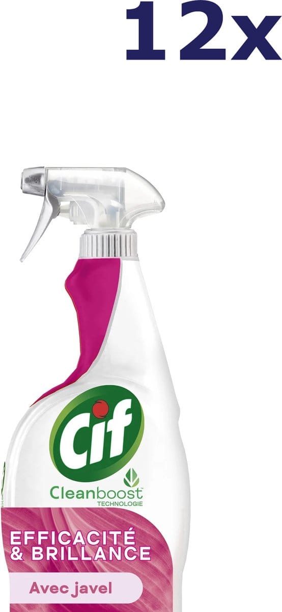 12x Cif 750ml efficiëntie & glans reiniger met bleekmiddel