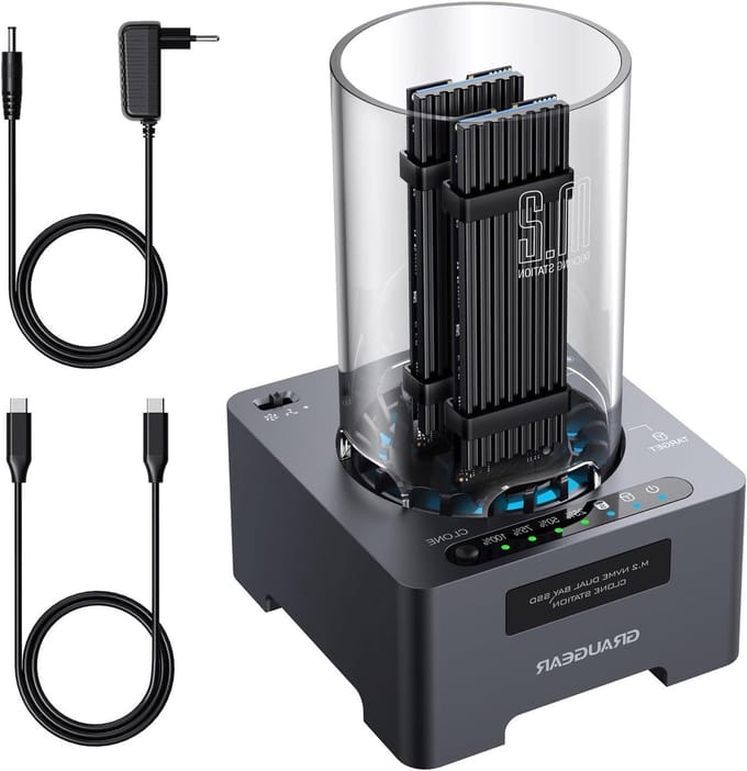 SSD Docking Station - NVMe Kloner - Data Overzetten - PC-vrij Klonen - 20Gbps - Zwart